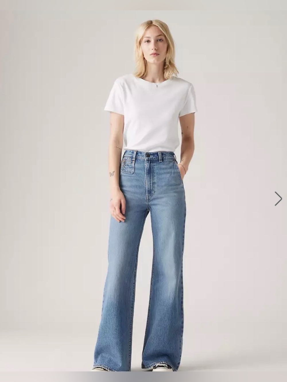 Levi's Premium Ribcage Bell Jeans Next Saturday Medium Wash Flare 29